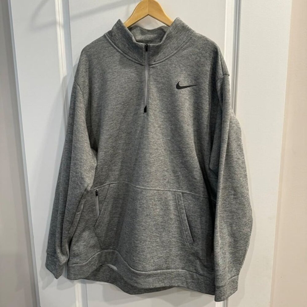 Men's Nike Therma Drifit 4XL gray 1/4 zip training top sweatshirt Standard Fit